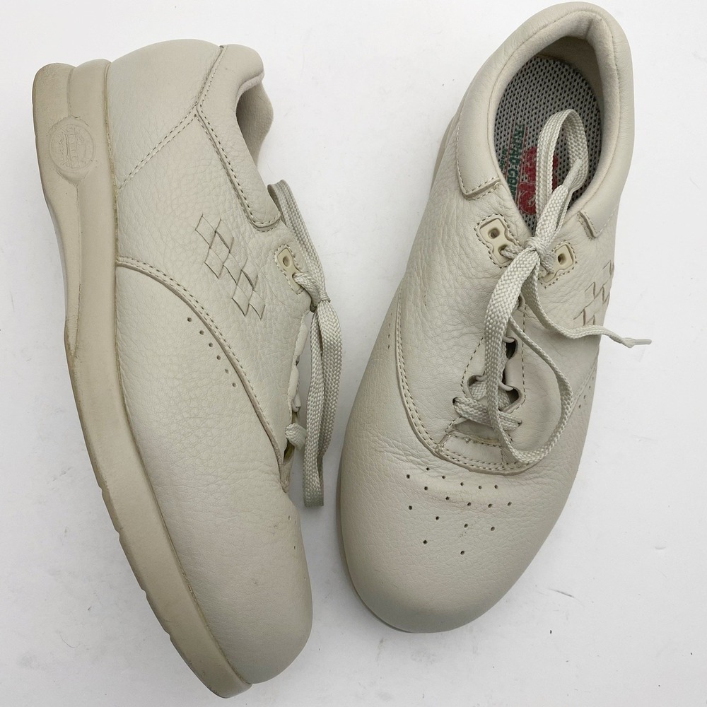 SoftSpots Supremes Marathon Leather Lace Up Walking Sneakers‎ Womens 10WW Ivory